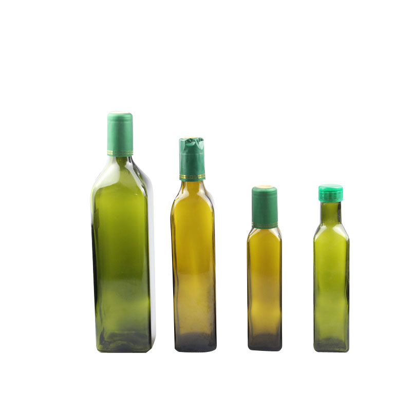 Dark green Rectangle Olive Oil Bottle