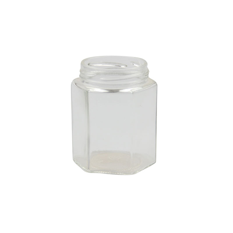 Haonai honey glass jar with black metal lid
