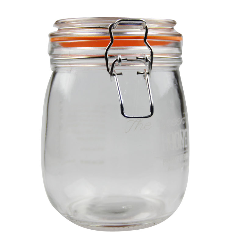 glass storage jar with swing top 