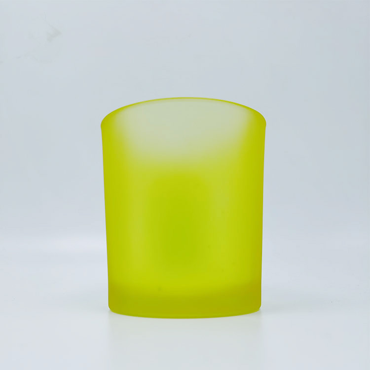 High quality yellow colored frosted glass candle jar factory  