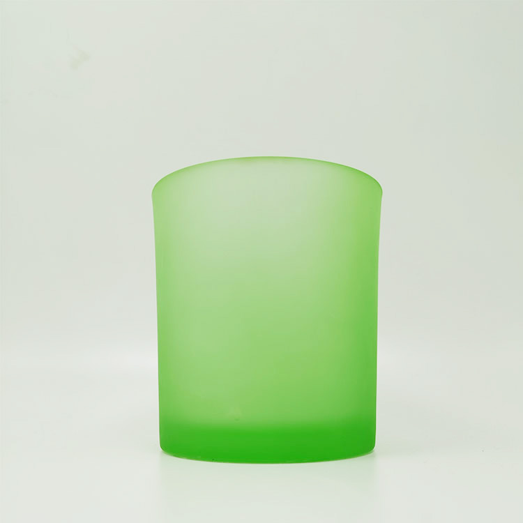 green color frosted glass candle jar 